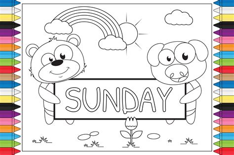 Download Free coloring name of day for kids Silhouette
